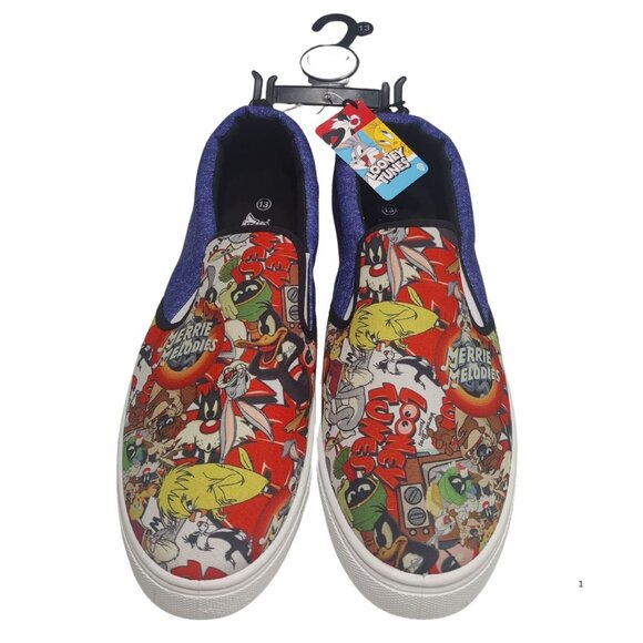🎬 Warner Bros Looney Tunes “That’s All Folks!” Slip-On Sneakers NWT Size 13 - Picture 2 of 4